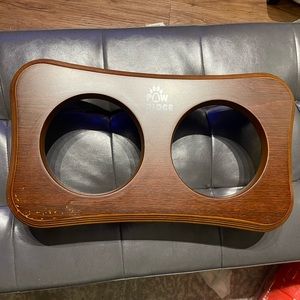 Elevated Pet Feeder Solid Wood Stand but no dishes included!  The opening is 5”